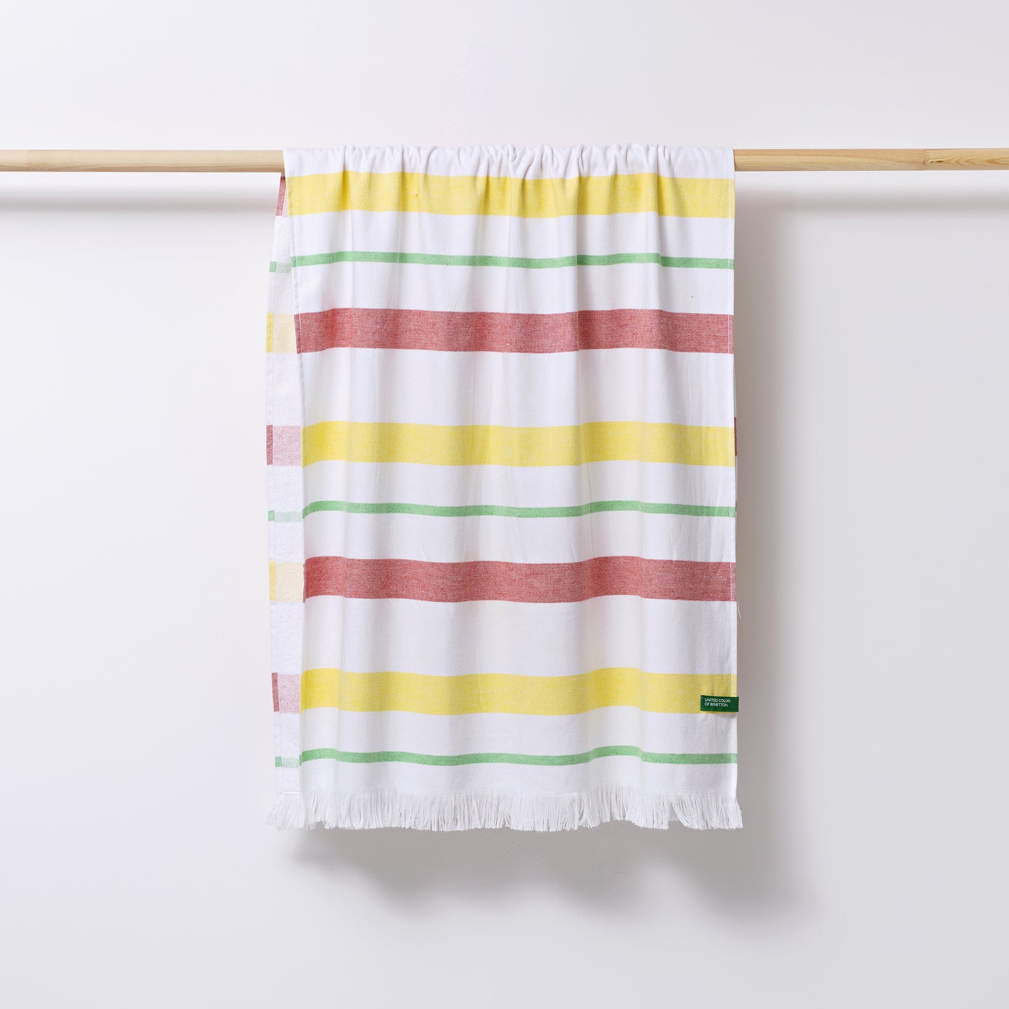 Toalla hammam Benetton Blanco y Rayas 100% Algodón 80x165cm (1)